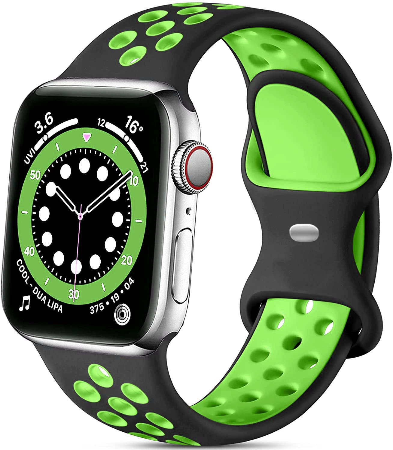 Применимый AppleWatch7 Apple двухцветный Nike силиконовый ремешок iWatch8 бабочка пряжка двухцветный дыхательный