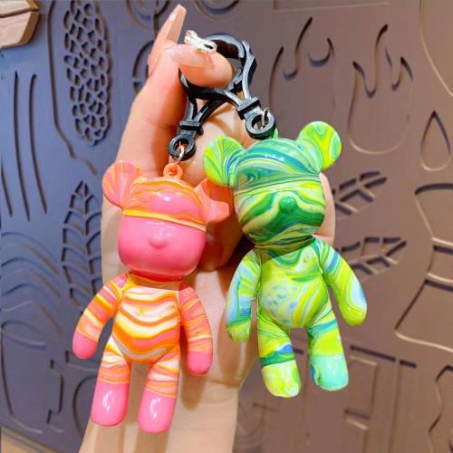 Creative Fluid Bear Doll Keychain Pendant Handmade DIY Material Package Keychain Doll Gift Figure Wholesale