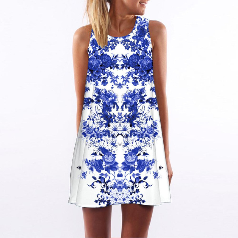 2026 New Foreign Trade Summer Vest Dress Casual Sleeveless Round Neck Sweet and Cute Style Mid-Length Dress