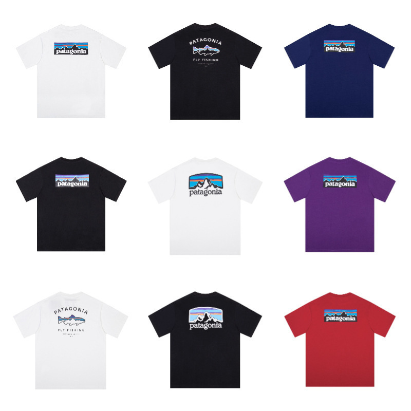 Patagoni Patagonia Pure Cotton T-Shirt Mountain Peak Short-Sleeved Men's Casual Loose Sports Waffle Men's T-Shirt
