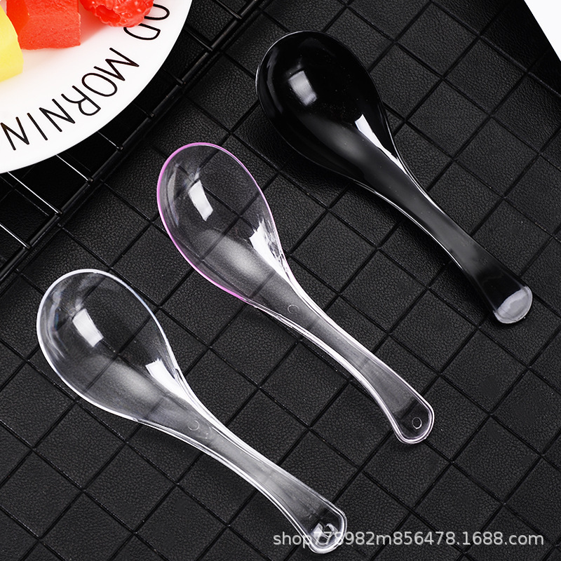 Disposable 808 Spoon Plastic Soup Spoon Fast Food Takeaway Bird's Nest Ice Powder Dessert Spoon Commercial Thickeneded