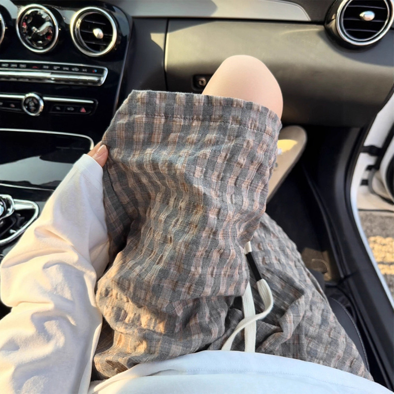 Seersucker Quick-Drying Shorts Women's Summer Thin Textured Casual Beach Pants Loose Large Size Wide-Leg Pants