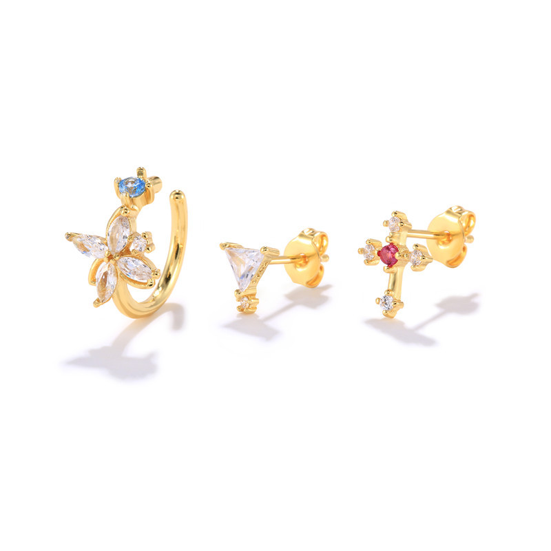 Fashion Geometric Flower Sterling Silver Ear Studs 1 Set