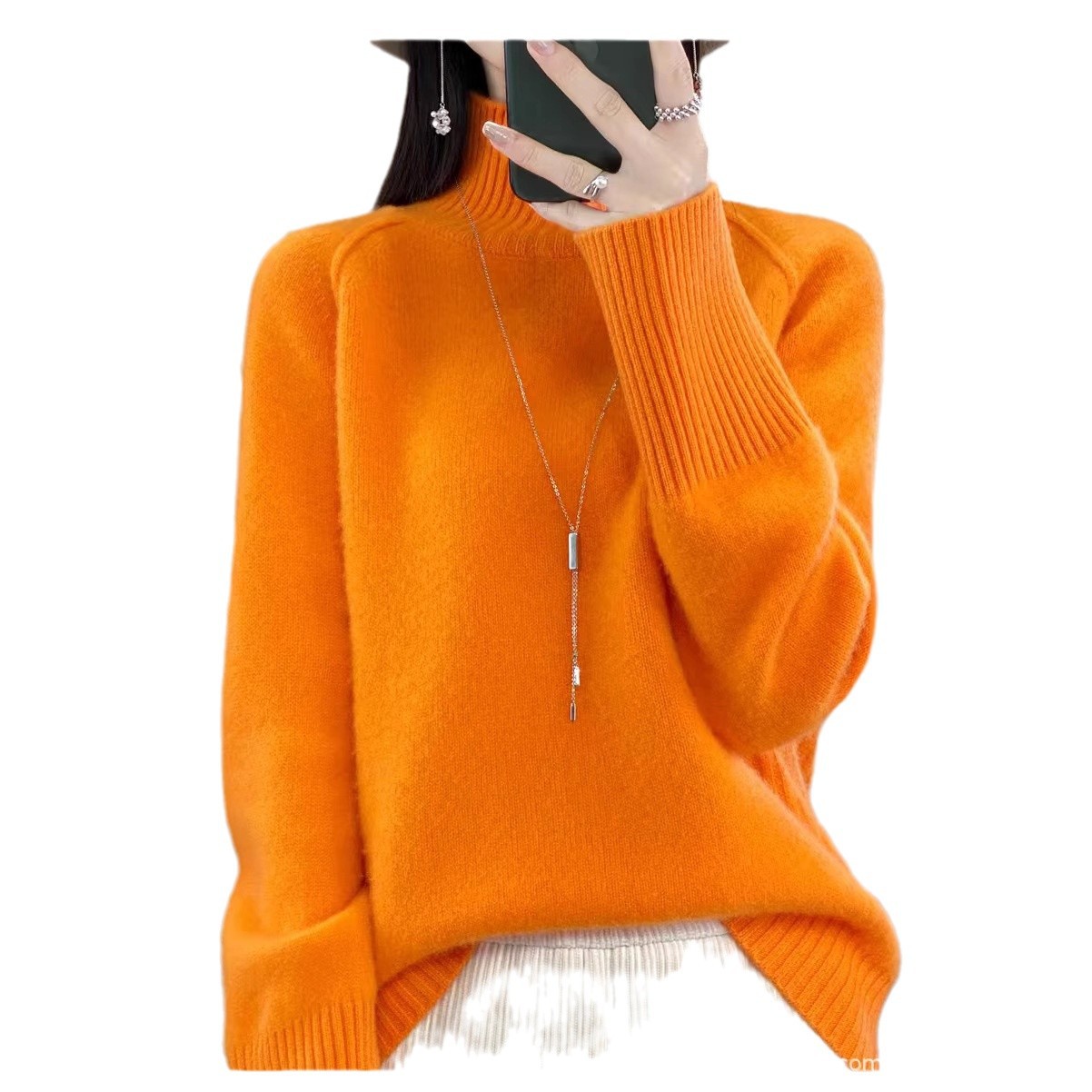 FAYE WONG TURTLENECK 스웨터 여성의 가을과 겨울 새로운 두꺼운 스웨터 느슨한 니트 내베이스 셔츠 플러스 사이즈 트렌디