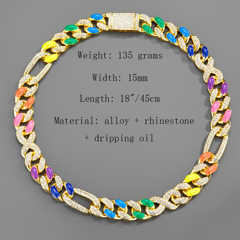 Cuban Chain Necklace Creative Personalized Octagonal Oil Drop_voghion.com
