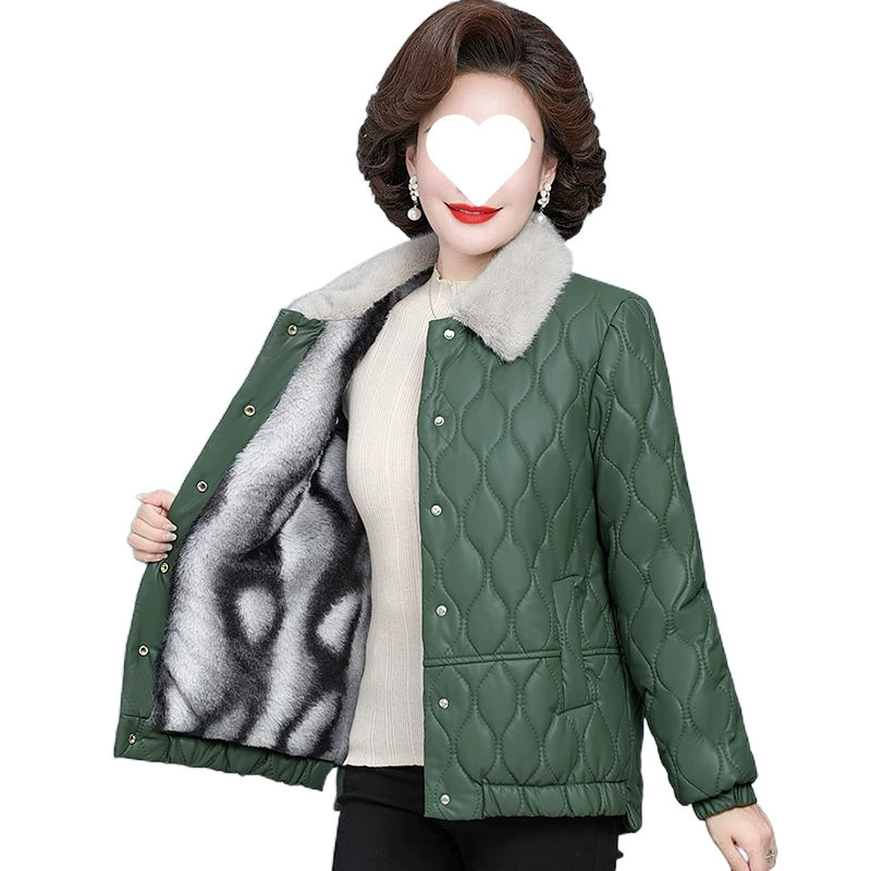 Зимняя полиуретановая тёплая пуховая куртка для мамы, для среднего возраста
