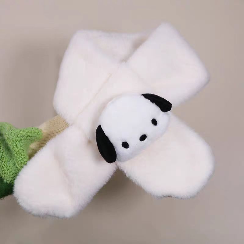 [Góc tròn mỏng] Khăn quàng trắng Xiaopa Dog (dài khoảng 80 cm) / Chiều dài khoảng 85cm