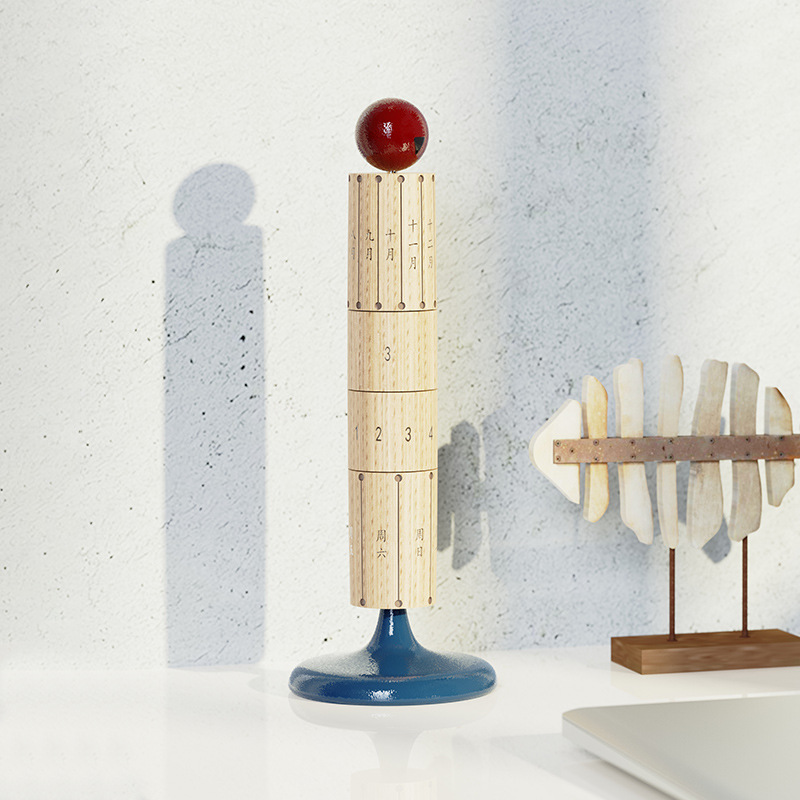 实木可旋转日历桌面台历装饰摆件北欧ins风家居饰品多巴胺乔迁礼