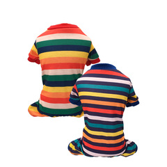 New Pet Clothes Dog Apparel Round Neck Ribbed Striped Four Paws Suit (with Elastic/Lycra) SJ0001