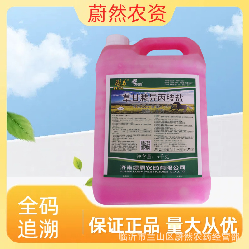 济南绿霸野马草甘膦异丙铵盐30%农药除草剂非耕地一年杂草5千克
