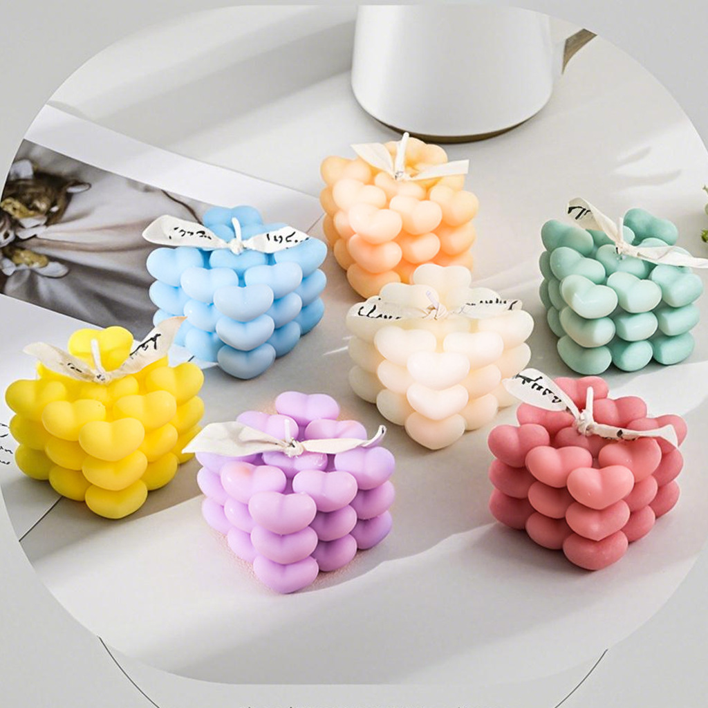 Inventario al por mayor amor cubo de fragancia geometría cubo de fragancia regalo de mano hogar vela de modelado creativo