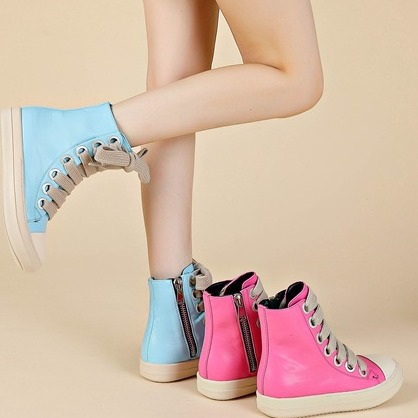 Cross border Foreign Trade High top Thick Laces Large Eyelets Unisex Couple Sneakers_voghion.com