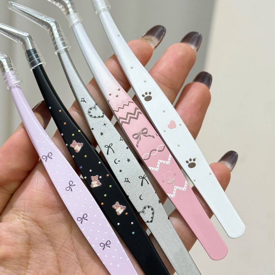 Korean-Style Polka Dot Bow Tweezers, High-Value Aesthetic Planner Stickers, Tape Tools, False Eyelashes, Dopamine Tweezers