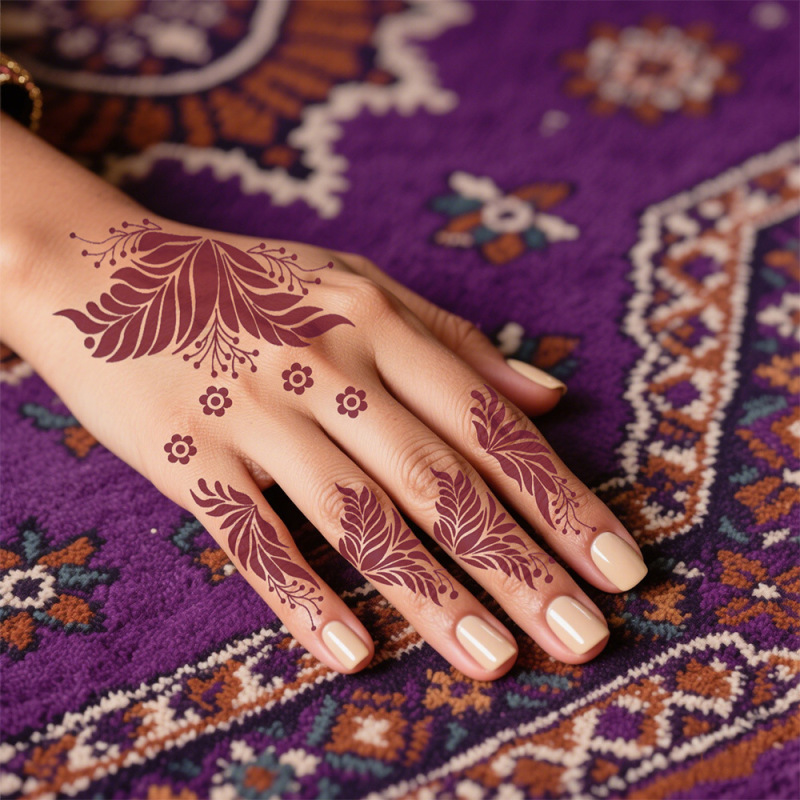 Cross-Border Best-Selling White and Brown Henna Tattoo Stickers with Vine Patterns, Body Decoration Stickers, Ethnic Style Temporary Tattoo Stickers