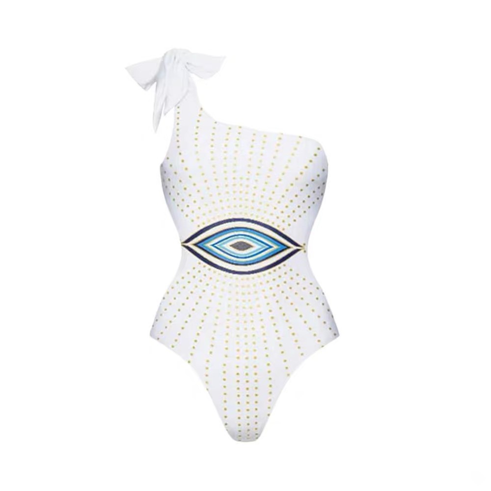 Polyester Fabric Type Regular Top Length Women's Modern Style Classic Style Eye 2 Pieces Set One Piece Swimwear
