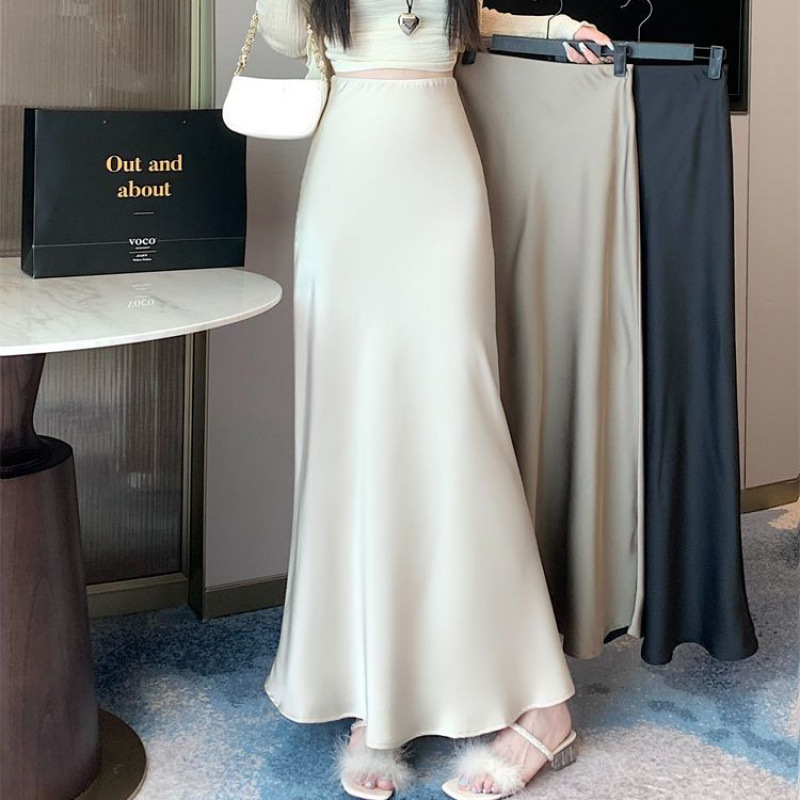 Fashionable medium-length high-waisted skirt for women in autumn new style for hip-covering and drooping long hip-covering long skirt for fish tail