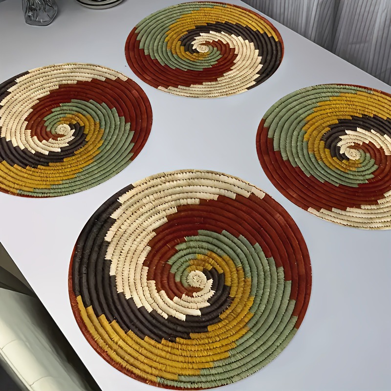temu Hot Sale Diamante Impresión 2D Cojín de mesa redondo estilo bohemio cojín de lino para diseñar