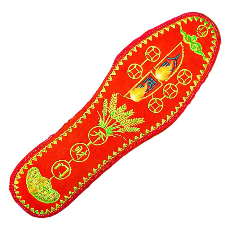 Plantillas rojas bordadas a mano con siete estrellas y monedas de cinco emperadores para la buena suerte en el año de nacimiento, antiolor y transpirables.