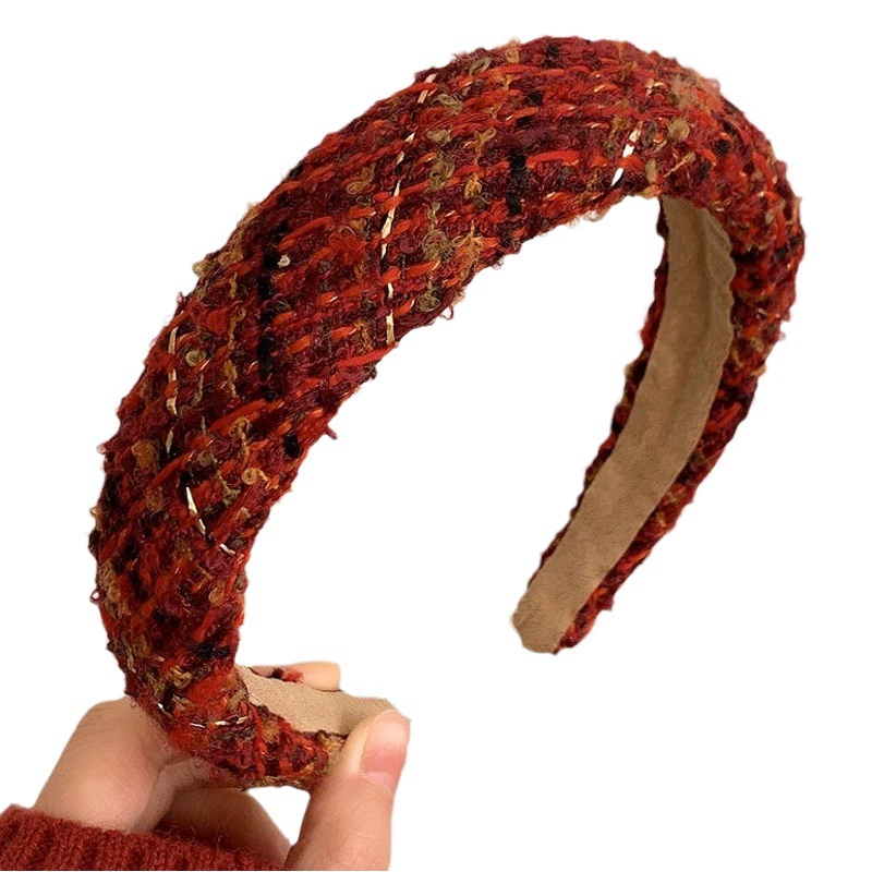 Осенне-зимняя высококачественная красная Новогодняя повязка на голову Женская повязка на голову в новом стиле 2023 года Ретро шпилька Рождественский головной убор для волос