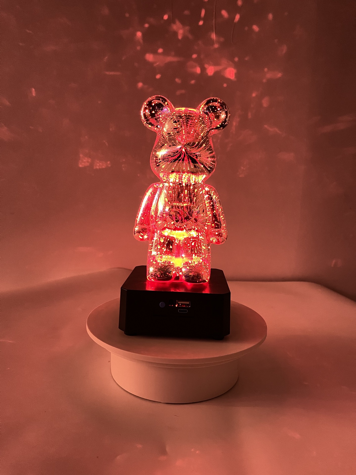 Creativo 3D fuegos artificiales oso colorido luz cambiante hogar Internet celebridad noche luz vidrio efecto tridimensional escritorio decoración adornos