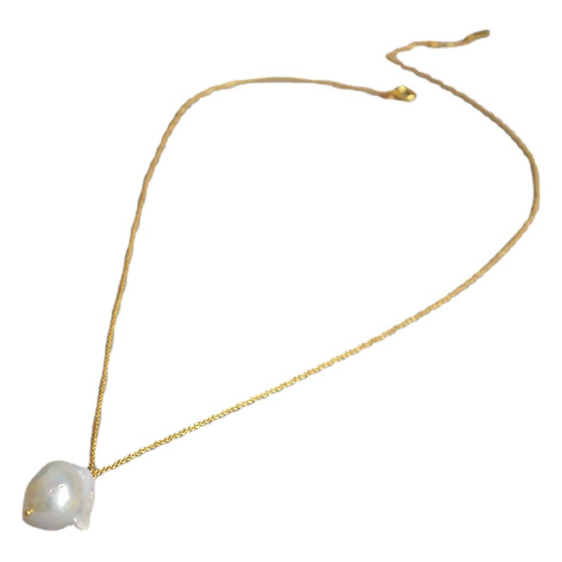 Europa y América moda cola de pez agua dulce en forma Perla Barroca colgante minimalista personalidad temperamento collar