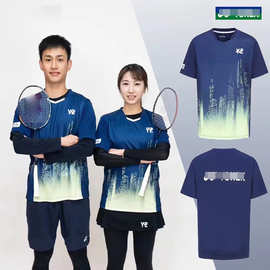 新款Y2羽毛球服上海公开赛男女同款透气速干比赛服短袖上衣运动服
