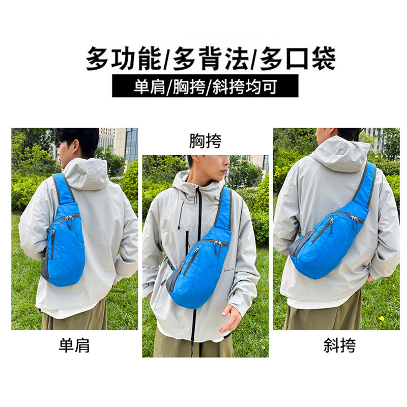 Bolso de pecho para hombre, bandolera personalizada para mujer, bolso de hombro deportivo casual plegable para exteriores con logo impreso. image 4