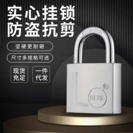 HEHE牌镀镍哑光椭圆挂锁腰圆四方锁体一字钥匙双面电脑钥匙弹跳锁