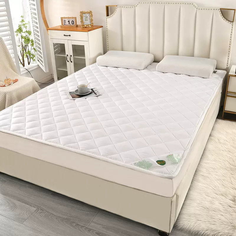 加工定制磨毛白色酒店家用薄款软床垫 水洗止滑绗缝床垫保护垫