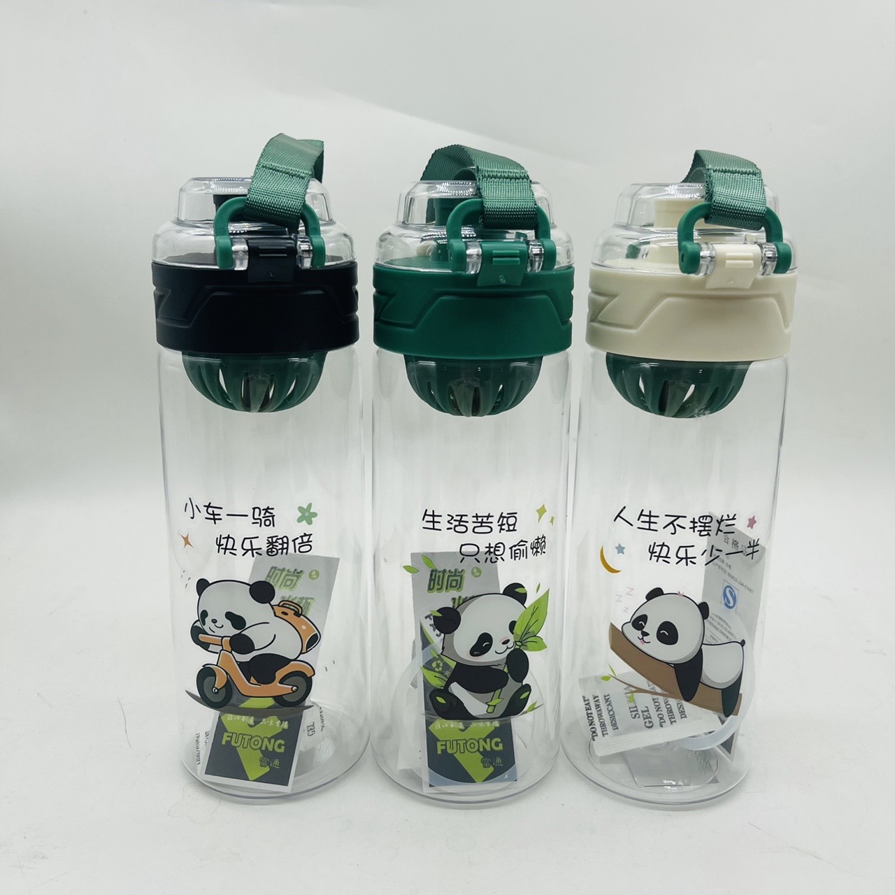 Fortun nuevo panda deportivo fitness taza espacial 650ml taza de plástico portátil para hombres hervidor botella de agua directa
