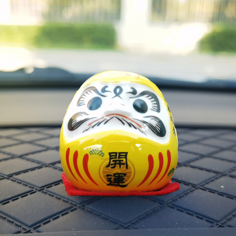 Estilo japonés Damo decoración de cerámica Japonesa Damo huevo suerte Damo pequeño tamaño mini gato afortunado decoración del coche