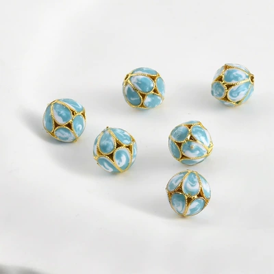 18K gold color cloisonne Zərgərlik ara hissələri - blue-flower-beads-1-piece-about-98104mm-hole-about-15mm