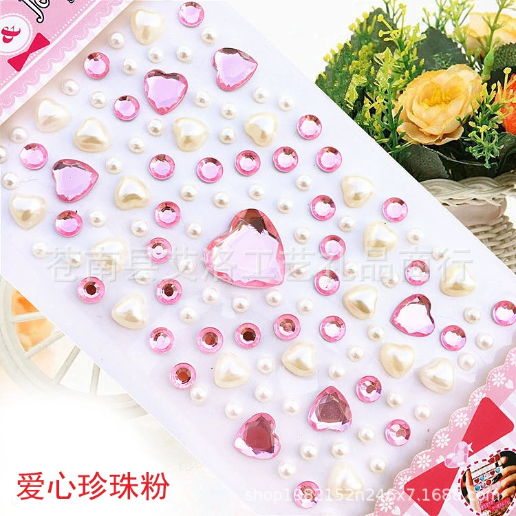 Crystal Patch Acrylic Gem Stickers, Plum Blossom & Heart Designs, 18 × 8.5 cm