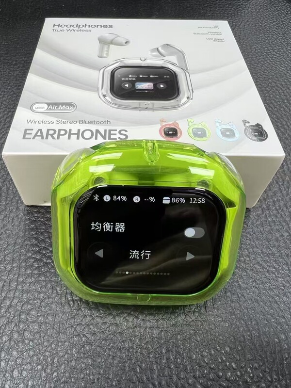 AIRMAX Bluetooth ヘッドセット LCD タッチ カラー スクリーン ノイズリダクション インイヤー透明モデル 超長バッテリー寿命スポーツヘッドセット|undefined