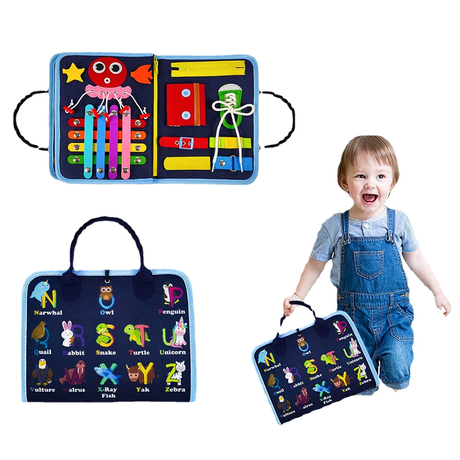 Juguete Educativo de Fieltro para Niños, Libro de Tela, Tablero de Actividades, Tablero de Aprendizaje con Cuentas