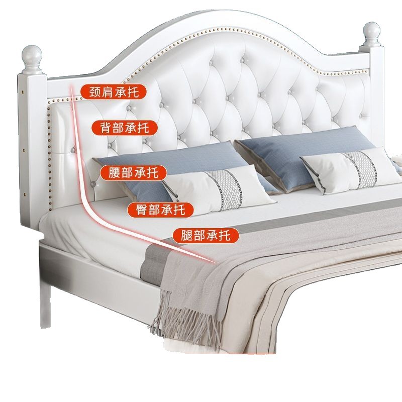 Cama de madera maciza moderna y simple 1.8 dormitorio principal europeo para alquiler 1.5 cama doble europea económica de 1.2m