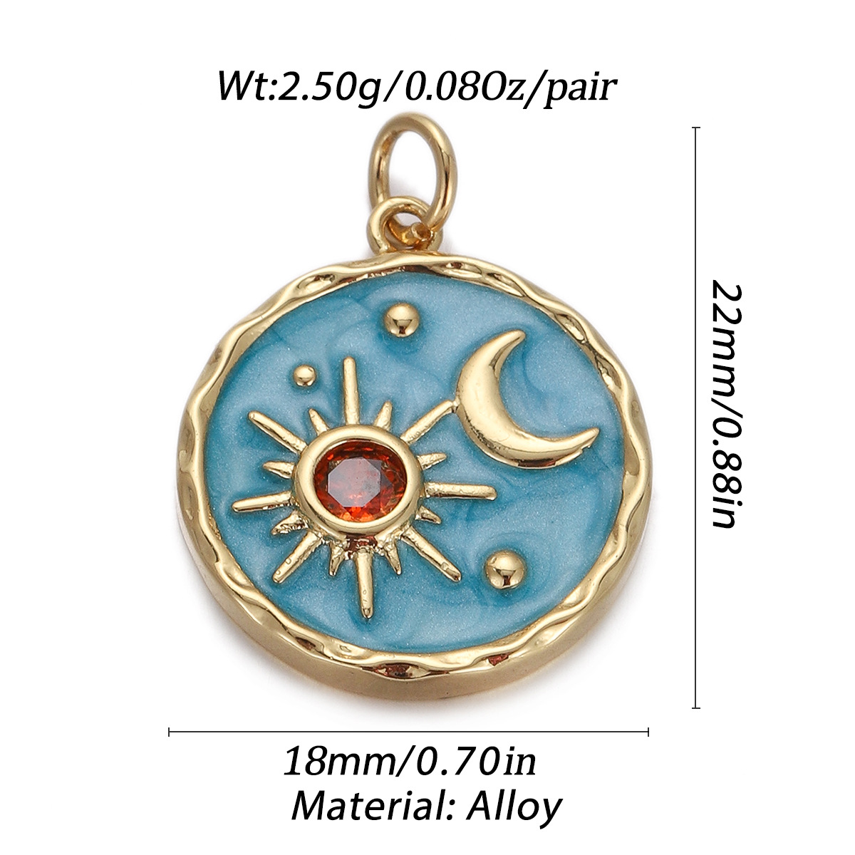 4g Weight Pendant Jewelry Making Type Gold Plated Plating Material Zircon Inlay Material 1 Piece Quantity Holiday, Daily Occasion Copper Material Geometric, Star, Moon Pattern Women's Gender Enamel Design Simple Style Style 1 Piece Copper Zircon Gold Plated Geometric Star Moon Pendant 无