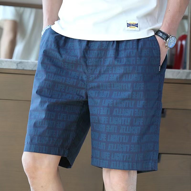 New Summer Thin Four-Way Stretch Fabric Fashion Casual Shorts Men's Five-Point Pants Home Wear Mid-Length Beach Pants