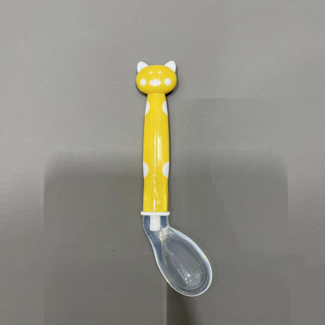 Cuchara de silicona para bebés, vajilla de alimentación para bebés, cuchara suave, cuchara de suplemento alimenticio de dibujos animados, cuchara, cuchara, cuchara doblada