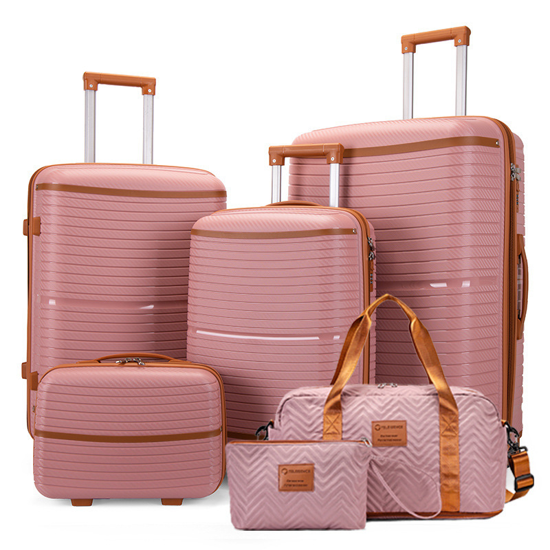 Six-Piece Set of Pp Trolley Cases with Explosion-Proof Zippers, Universal Wheels, Travel Suitcase, Luggage Storage Box Set, Carry-On Suitcase