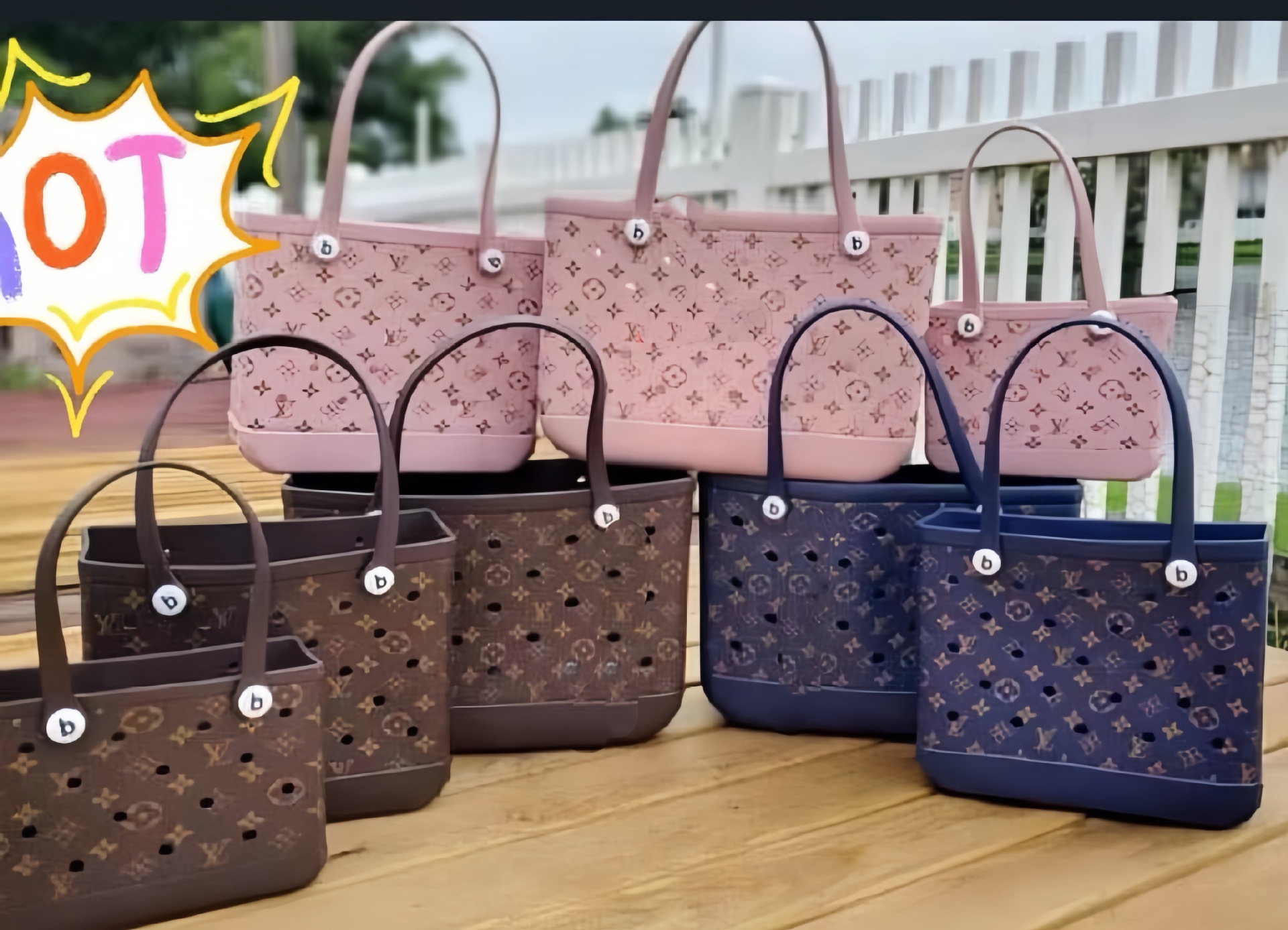EVA bolsa de playa impresa europea y americana cesta de verduras de mano bolsa de mascotas agujero bolsa de almacenamiento ligera gran capacidad