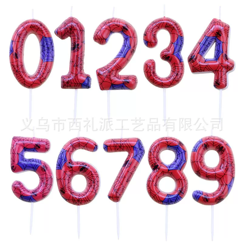 跨境亚马逊冰雪草莓甜甜圈赛车建筑橄榄球足球气球蜘蛛侠数字蜡烛