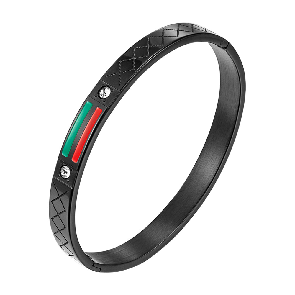 Bracciale uomo con nastro epossidico rosso, verde, anello in acciaio, oro e nero tre colori_voghion.com