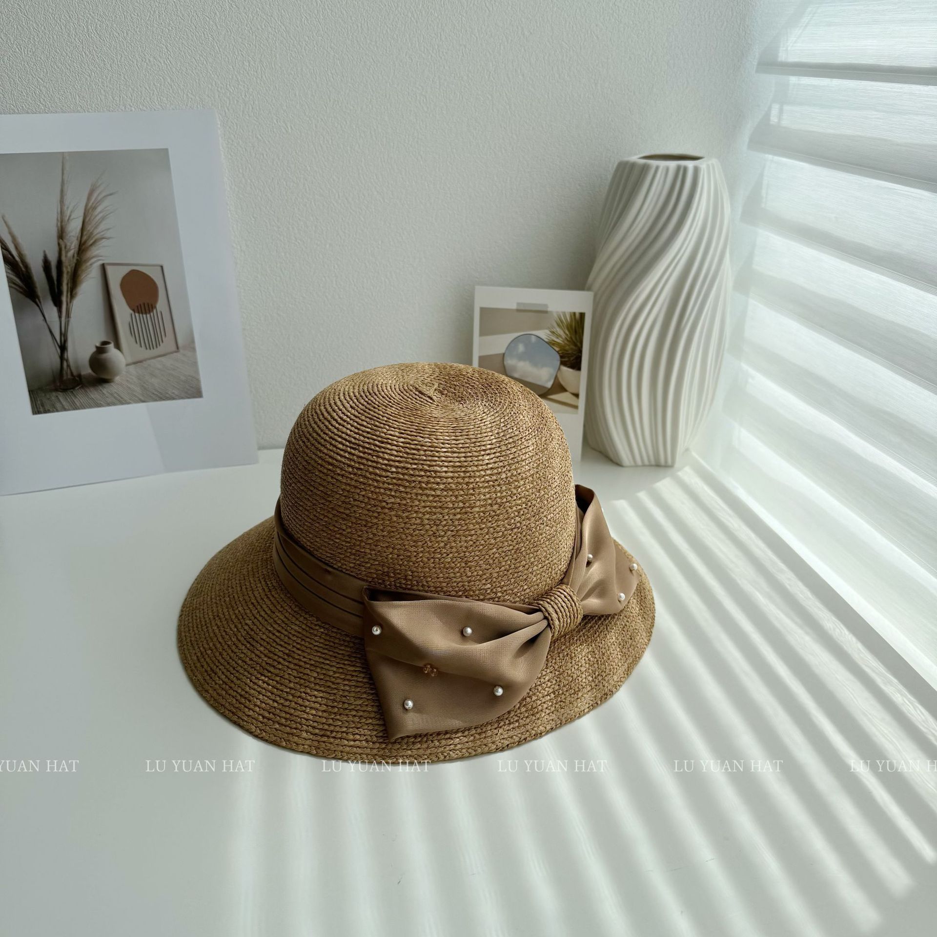 Hepburn Style Raffia Straw Sun Hat For Women Summer Beach Visor_voghion.com