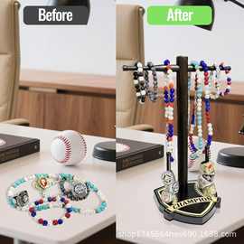 木制冠军戒指展示架滴水项链收纳架实木棒球冠军戒指支架