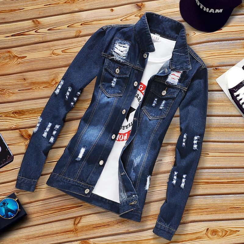 Giacca di jeans slim fit da uomo in stile coreano, autunnale, casual, elegante, versatile, di tendenza, ideale come capospalla primaverile._voghion.com