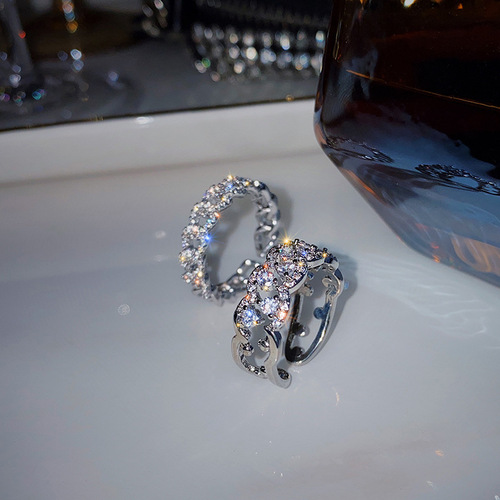 Ring for women, Instagram trendy, cool and indifferent style, high-end, light luxury, niche design, influencer fashion, personalized, sparkling diamond open ring