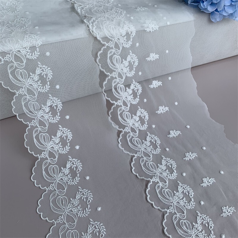 Bow Mesh Fabric Embroider Lace Girls' Clothing Dress Lace Accessories Width 11/15/20/42cm