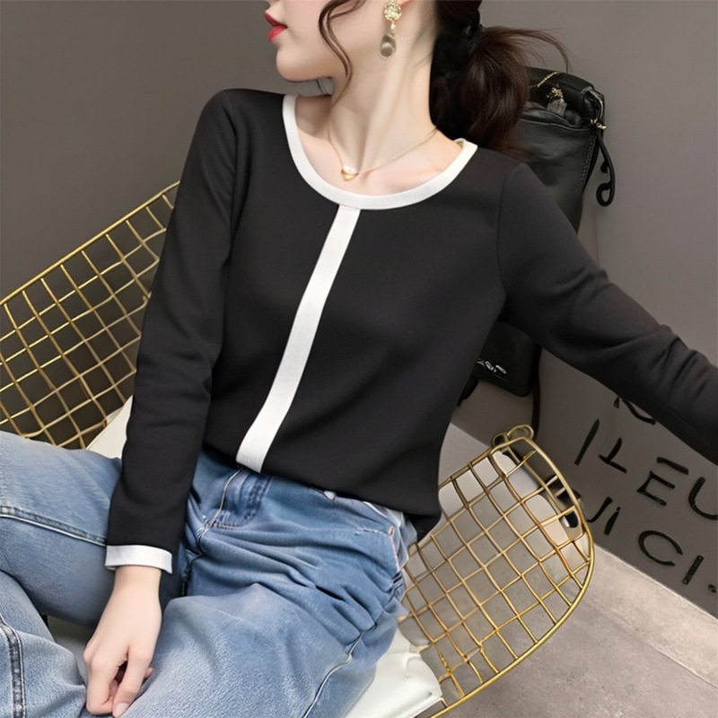 变形策大码女装胖mm长袖T恤上衣春秋新款正肩修身显瘦薄款打底衫，女装T恤，变形策服饰