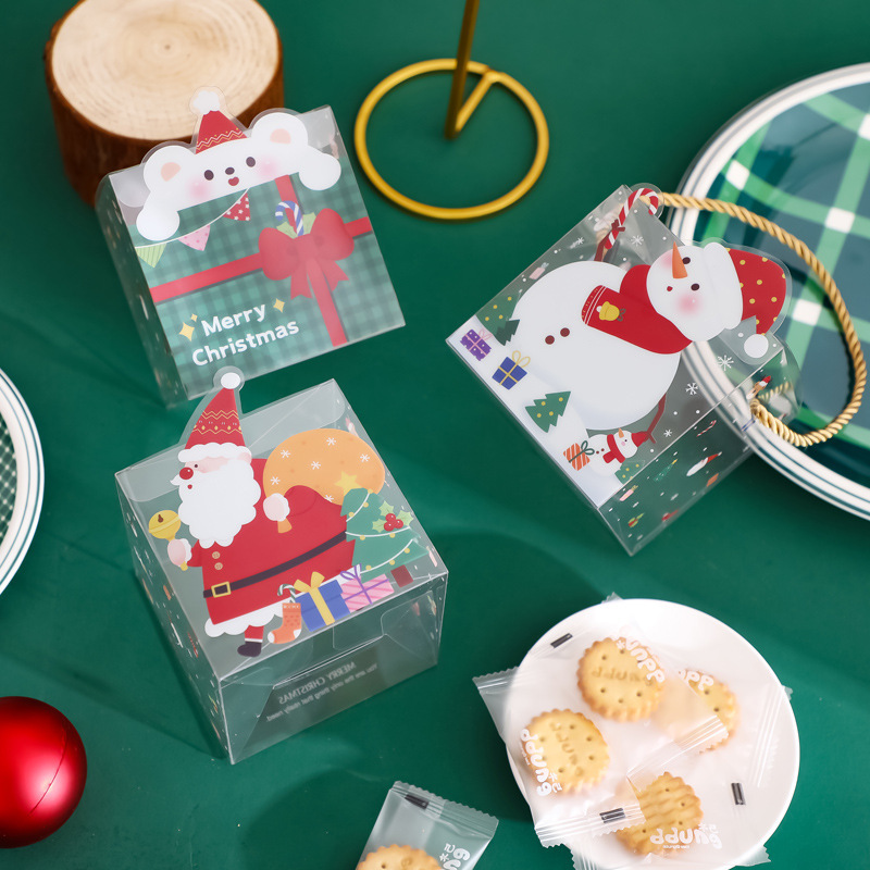 クリスマス透明手提げリンゴ箱平安果包装箱かわいい漫画キャンディー箱ビスケット間食包装箱|undefined